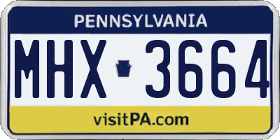 PA license plate MHX3664