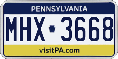 PA license plate MHX3668