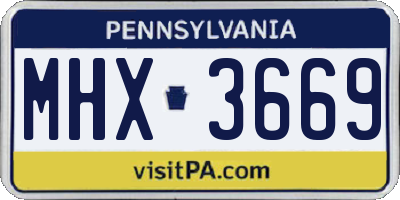 PA license plate MHX3669