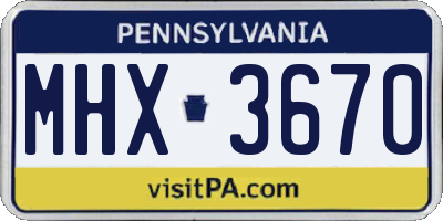 PA license plate MHX3670