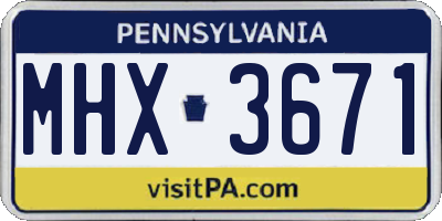 PA license plate MHX3671