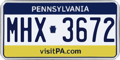 PA license plate MHX3672