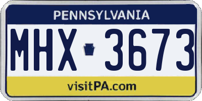 PA license plate MHX3673