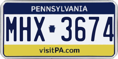 PA license plate MHX3674