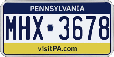 PA license plate MHX3678