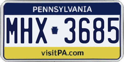 PA license plate MHX3685