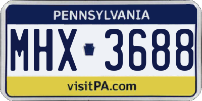 PA license plate MHX3688