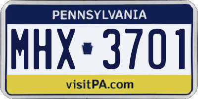 PA license plate MHX3701
