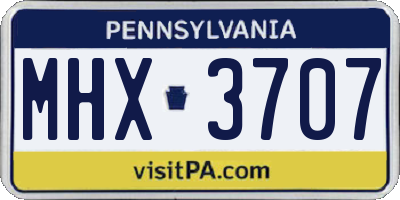PA license plate MHX3707