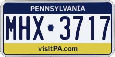 PA license plate MHX3717