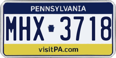 PA license plate MHX3718