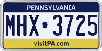 PA license plate MHX3725