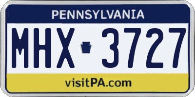 PA license plate MHX3727