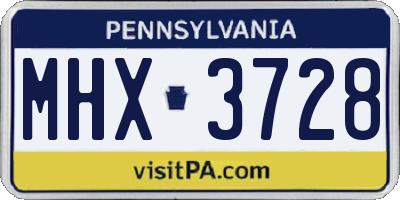 PA license plate MHX3728