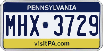 PA license plate MHX3729