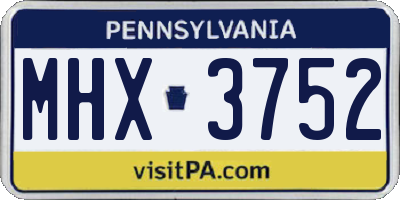 PA license plate MHX3752