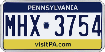 PA license plate MHX3754