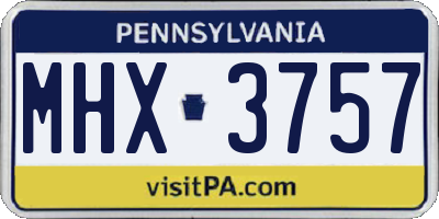 PA license plate MHX3757