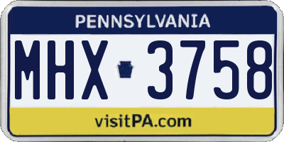 PA license plate MHX3758