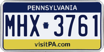 PA license plate MHX3761