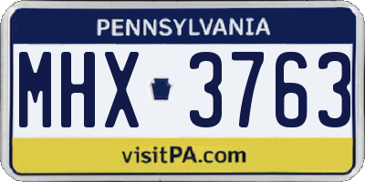 PA license plate MHX3763