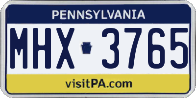 PA license plate MHX3765