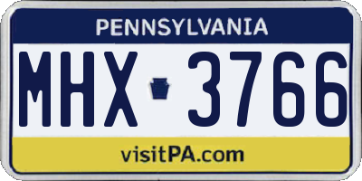 PA license plate MHX3766