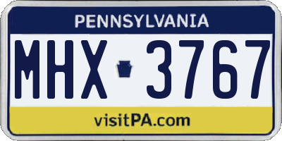 PA license plate MHX3767
