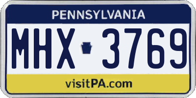 PA license plate MHX3769