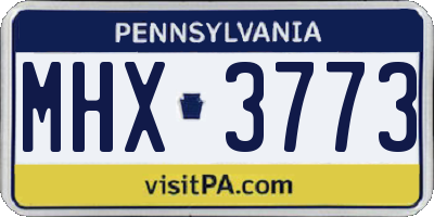 PA license plate MHX3773