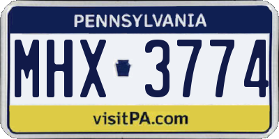 PA license plate MHX3774