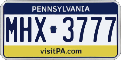 PA license plate MHX3777