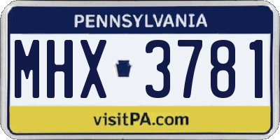 PA license plate MHX3781
