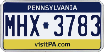PA license plate MHX3783
