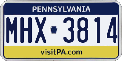 PA license plate MHX3814