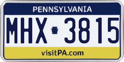 PA license plate MHX3815