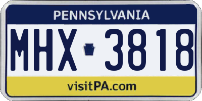 PA license plate MHX3818