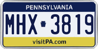 PA license plate MHX3819