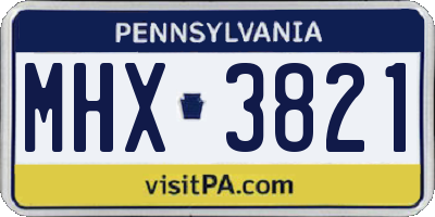 PA license plate MHX3821