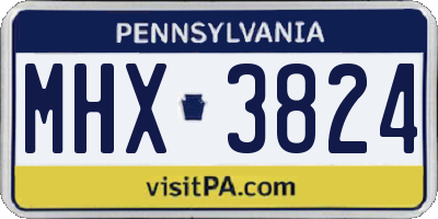 PA license plate MHX3824