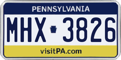 PA license plate MHX3826