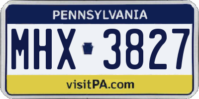 PA license plate MHX3827