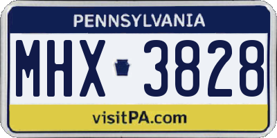 PA license plate MHX3828