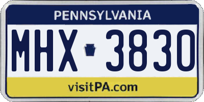 PA license plate MHX3830