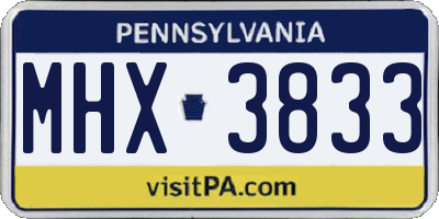 PA license plate MHX3833