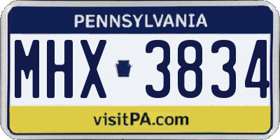 PA license plate MHX3834