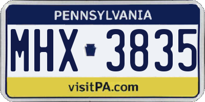 PA license plate MHX3835