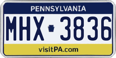 PA license plate MHX3836