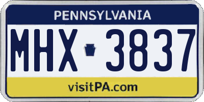 PA license plate MHX3837