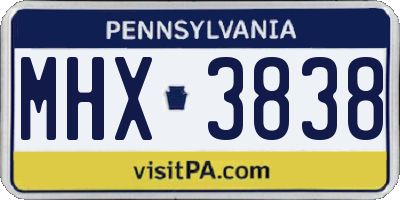 PA license plate MHX3838